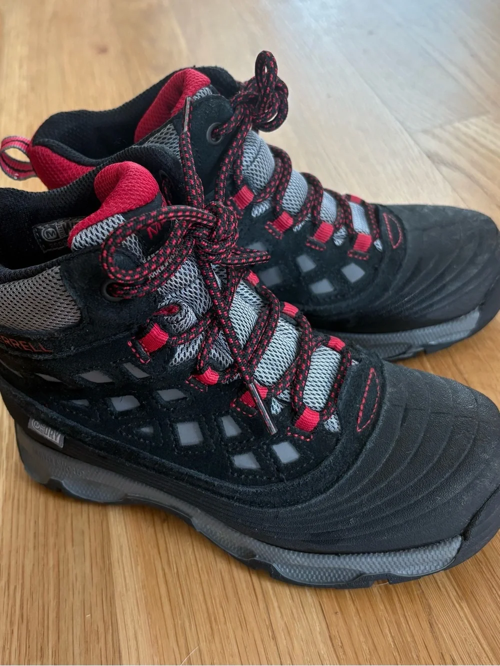 Kids Waterproof Black and Red Outdoor Boots